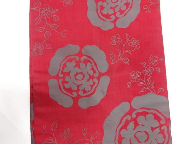  アンティーク　草花模様織り出し名古屋帯（着用可）